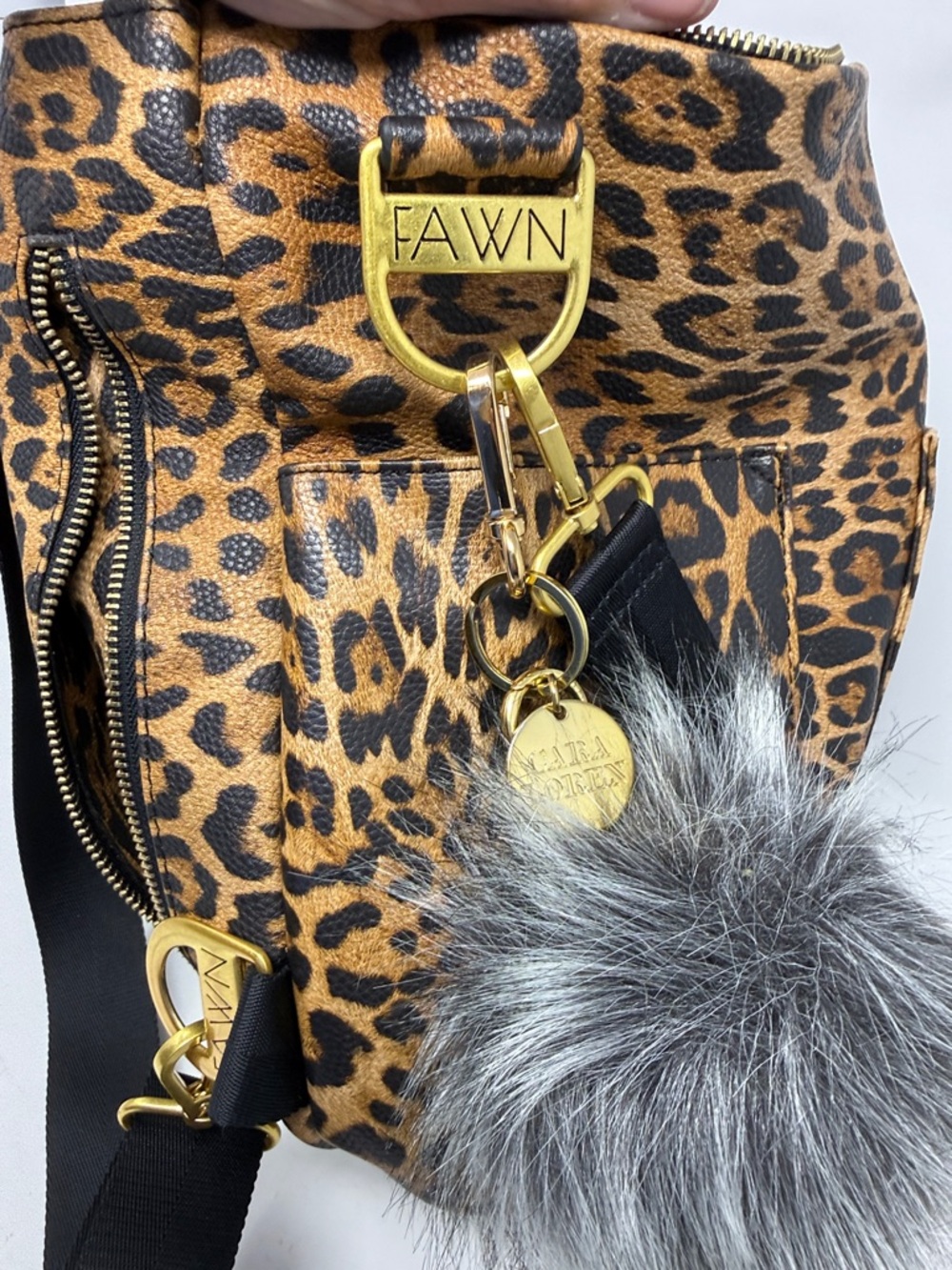Fawn Design Leopard Print diaper Bag /Backpack Bag - Brown/Black - Picture 4 of 10